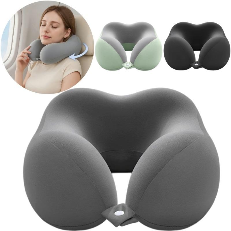 Travel Neck Pillow Memory Foam U-Shaped Soft Portable Neck Support Pillow for Airplane Car Home Office Use Ergonomic Designed