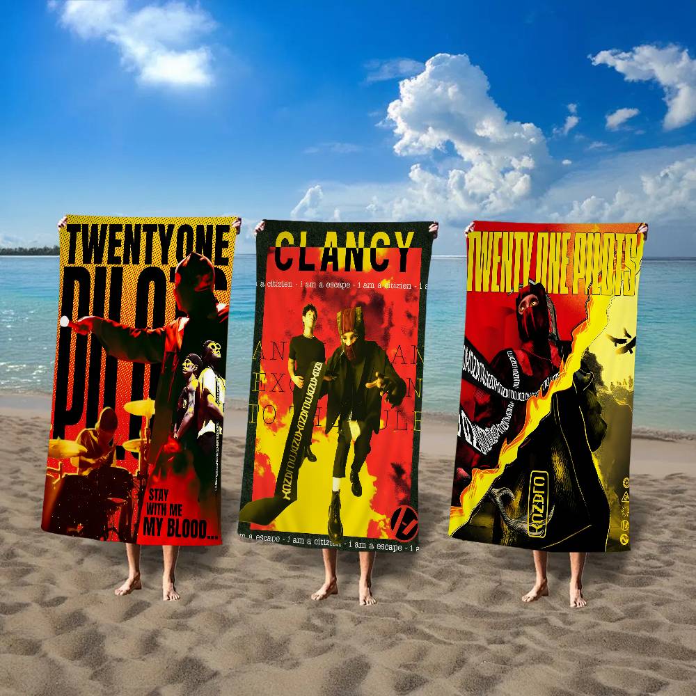 T-Twenty One Pilots Band Microfiber Printed Beach Towel Mountain Climbing Yoga Beach Swimming Running Absorbent Soft Towel