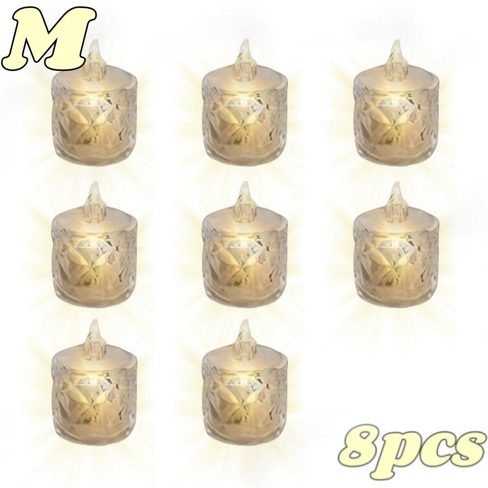 4/24pc Crystal Flameless LED Candles Plastic Battery TeaLight with Realistic Flame for Home Holiday Wedding Party Tabletop Decor