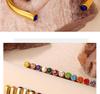 Cross-Border Gold Luxury Rhinestone Stainless Steel Open Bangle Bracelet