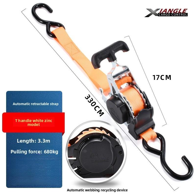Auto Retractable Cargo Lashing Strap, Tightening Binding Belt for Luggage, Motorcycle Fixed Fastening Tie Down Straps