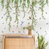 Hanging Willow Leaf Wall Decals DIY Green Vine Plants Wall Sticker Peel And Stick Birds Butterfly Wall Art Mural for Living Room TV Background