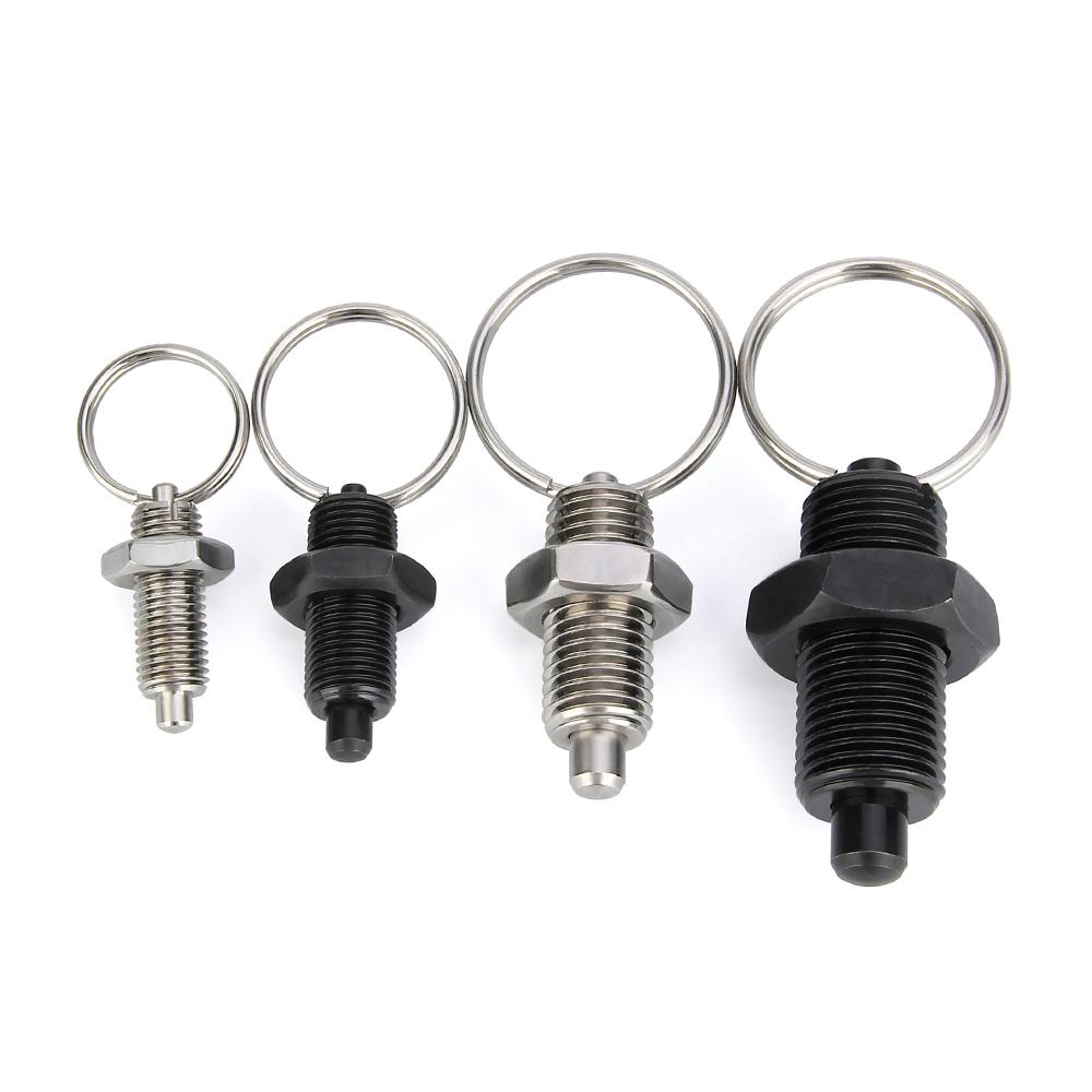 Factory Outlet M8/10/12/16/20mm Stainless Steel/ Carbon Steel Retractable Index Plungers Pull Ring Locating Pins With Lock Nuts