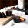70ML/75ML Wood Handle Glass Espresso Measuring Cup Double Mouth Milk Jug Coffee Supplies Transparent Kitchen Measure Mug