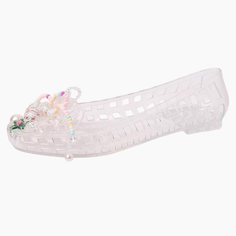 Versatile casual retro breathable single shoes women's summer fashion cartoon hollow comfortable cool crystal shoes decorative single shoes