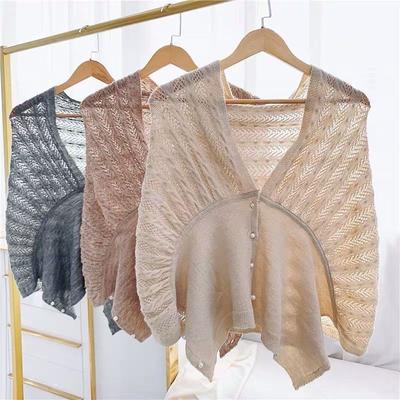 Scarf Fake Collar Outer Scarf Shawl Pearl Buckle Knitted Wool Small Shoulder
