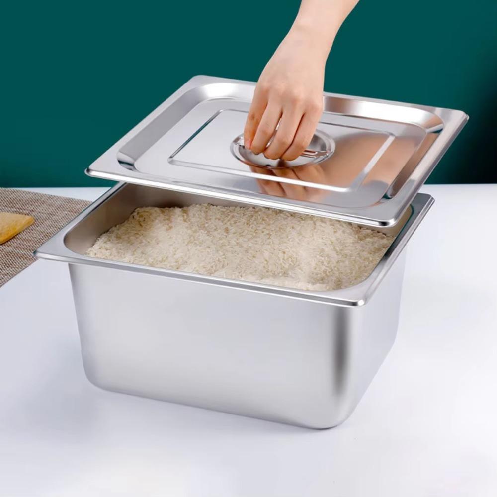Thickened 1/9 1/6 1/4 1/3 1/2 Food Pan with Lid Rectangular Tray Basin GN Pan  Chafing Buffet