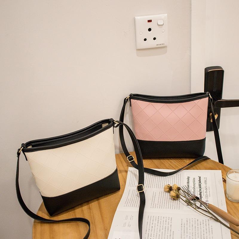 Women's Shoulder Bag Autumn New Bucket Bag Color Matching Diagonal Span Portable Women's Bag