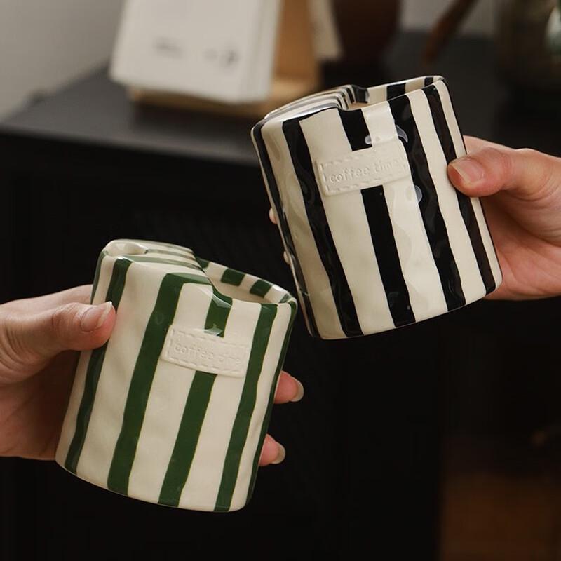 

Vintage Color-Block Ceramic Coffee Cup