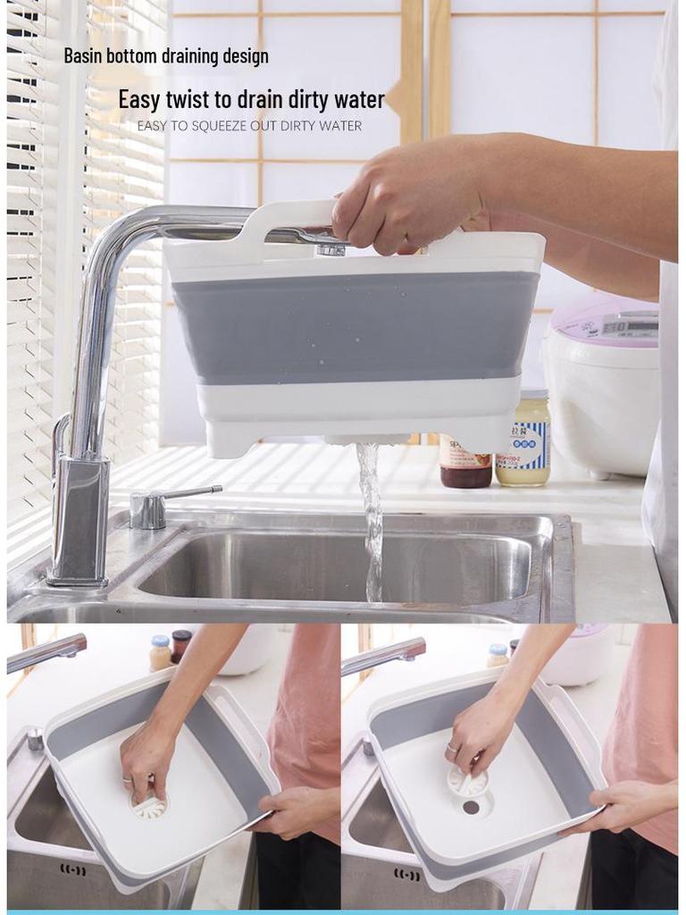 Collapsible Kitchen Sink Basket: Portable Telescopic Folding Basin for Washing and Draining Vegetables and Fruits.