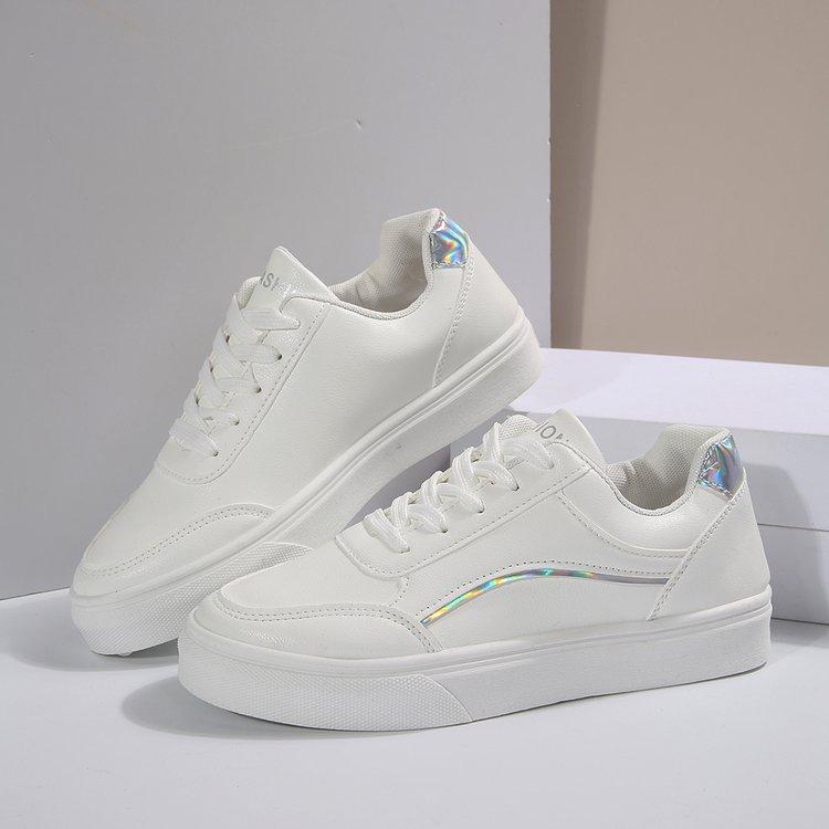 

Повседневная модная обувь большого размера, осенняя новинка, на шнуровке, на плоской подошве, с круглым носком, универсальная женская обувь 43 серебряный