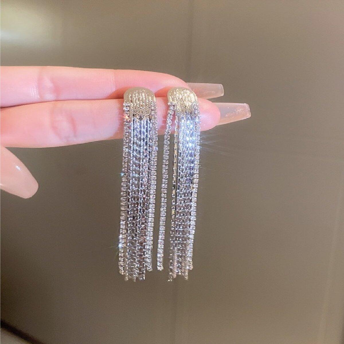 

2 шт. Модные серьги-кисточки из меди высокого класса, инкрустированные цирконом, для банкета и вечеринки, аксессуары для наряда -5932