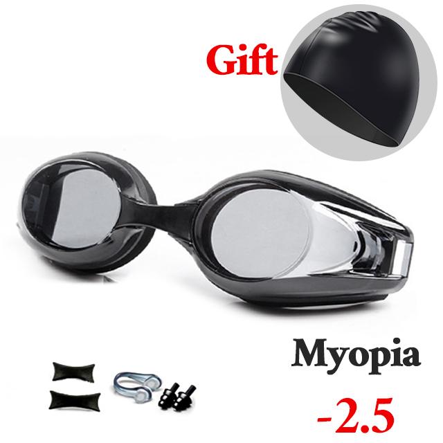 Badekappen Schwimmbrillen mit Ohrstöpseln Professionell Beschlagfrei UV Herren Damen Silikon Kurzsichtigkeit Schwimmbrillen