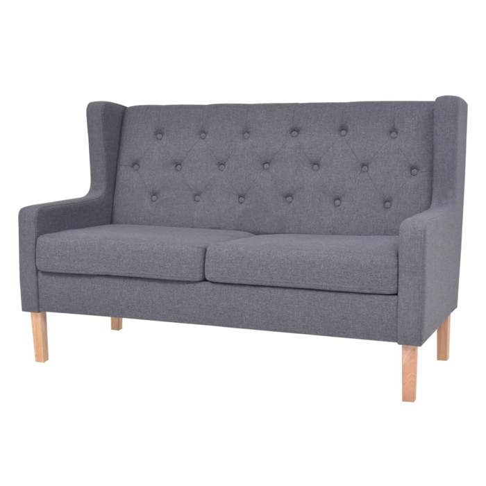 VidaXL Canapé à 2 Places Tissu Gris Canapé de Salon Mobilier de Salon Fauteuil 245453