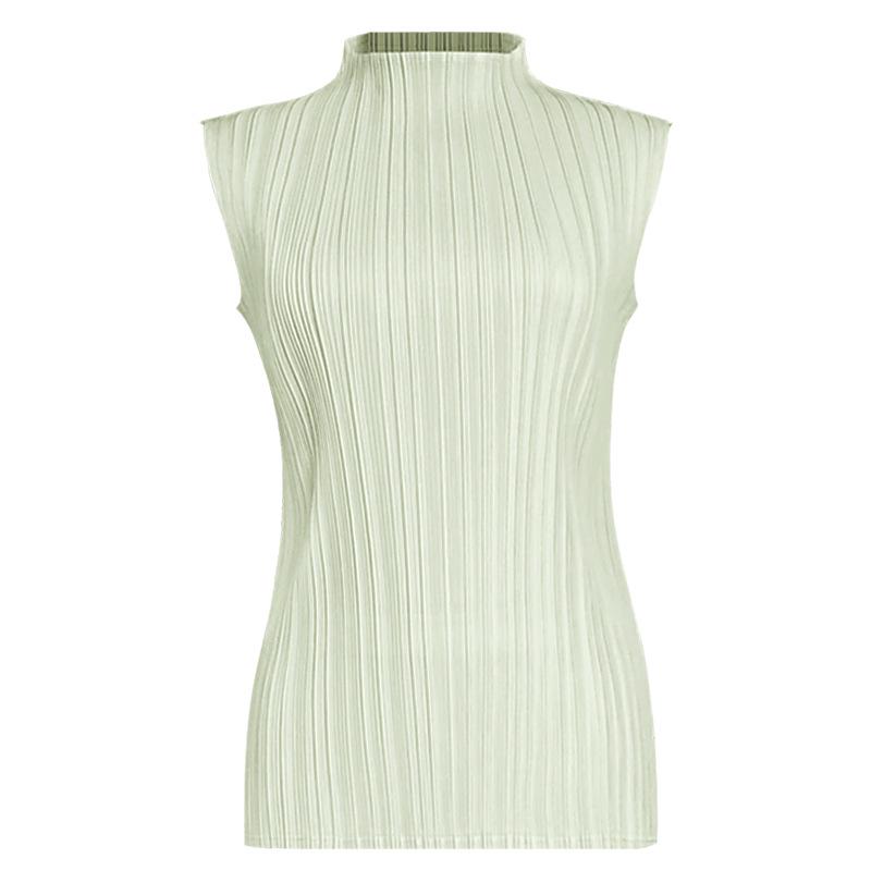 Miyake 2025 Sommer Damen Slim Ärmellos Stehkragen Weste - Vielseitiges Basic-Top