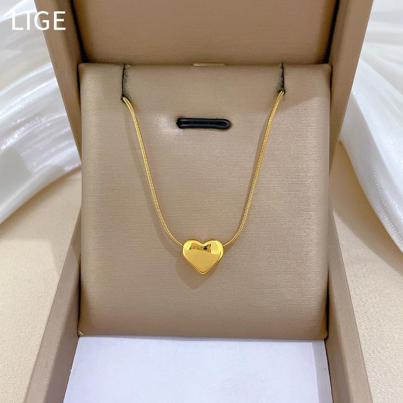 Light Luxury Snake Bone Chain Love Furnace Real Gold Necklace Female Collarbone Chain With Jewelry