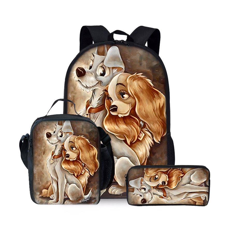 Set Tre Pezzi con Motivo Rottweiler Zainetti per Ragazzo e Ragazza Migliori Regali Cartone Animato 2D Borsa Scolastica per Bambini