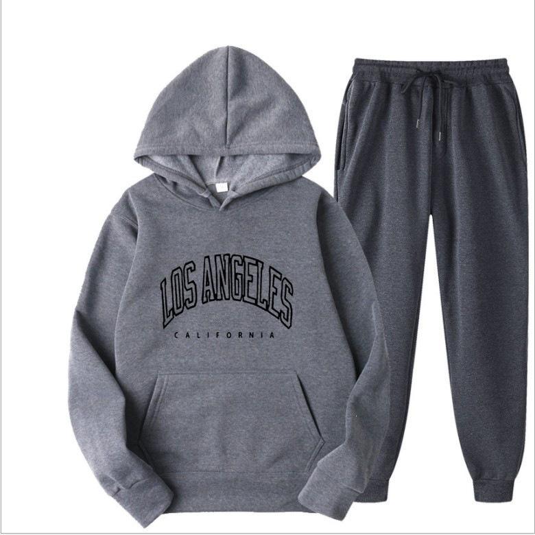 Europäische und amerikanische Herrenmode Frühling und Herbst Kapuzenpullover einfarbig Pullover-Anzug Herren Sport- und Freizeitanzug Herren-Kapuzenpullover