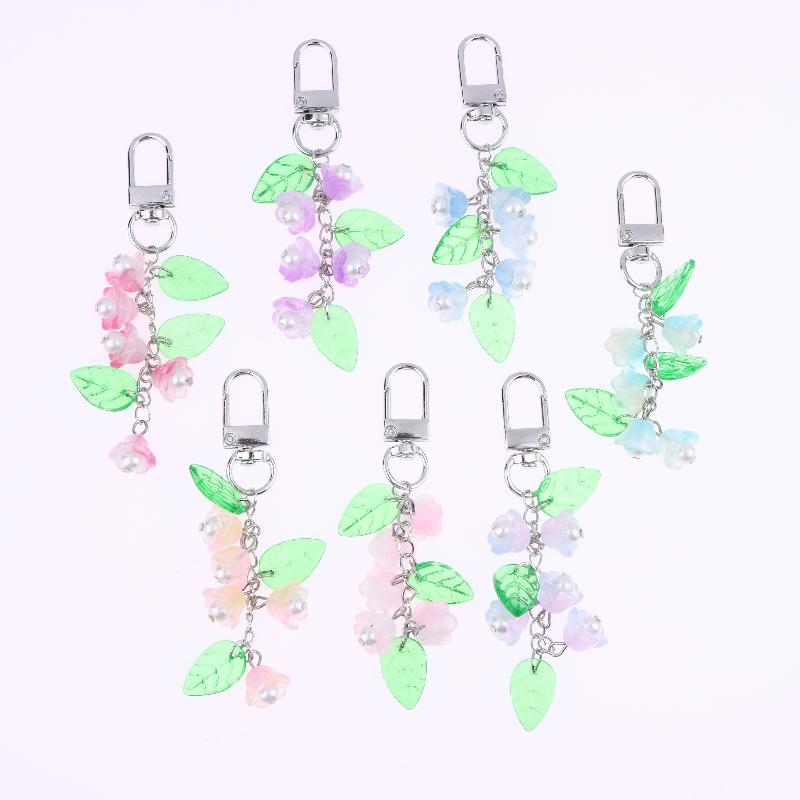 Y2K Aesthetics Lily Of The Valley Keychain Exquisite Flower Keyring Bag Pendant Sweet Girly Phone Lanyard Holiday Gifts