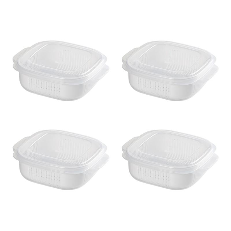 

Rice Fresh-keeping Box Frozen Heated Microwavable Rice Packaging Box Vegetable Fruit Drain Basket for Adults Students Lunch Box