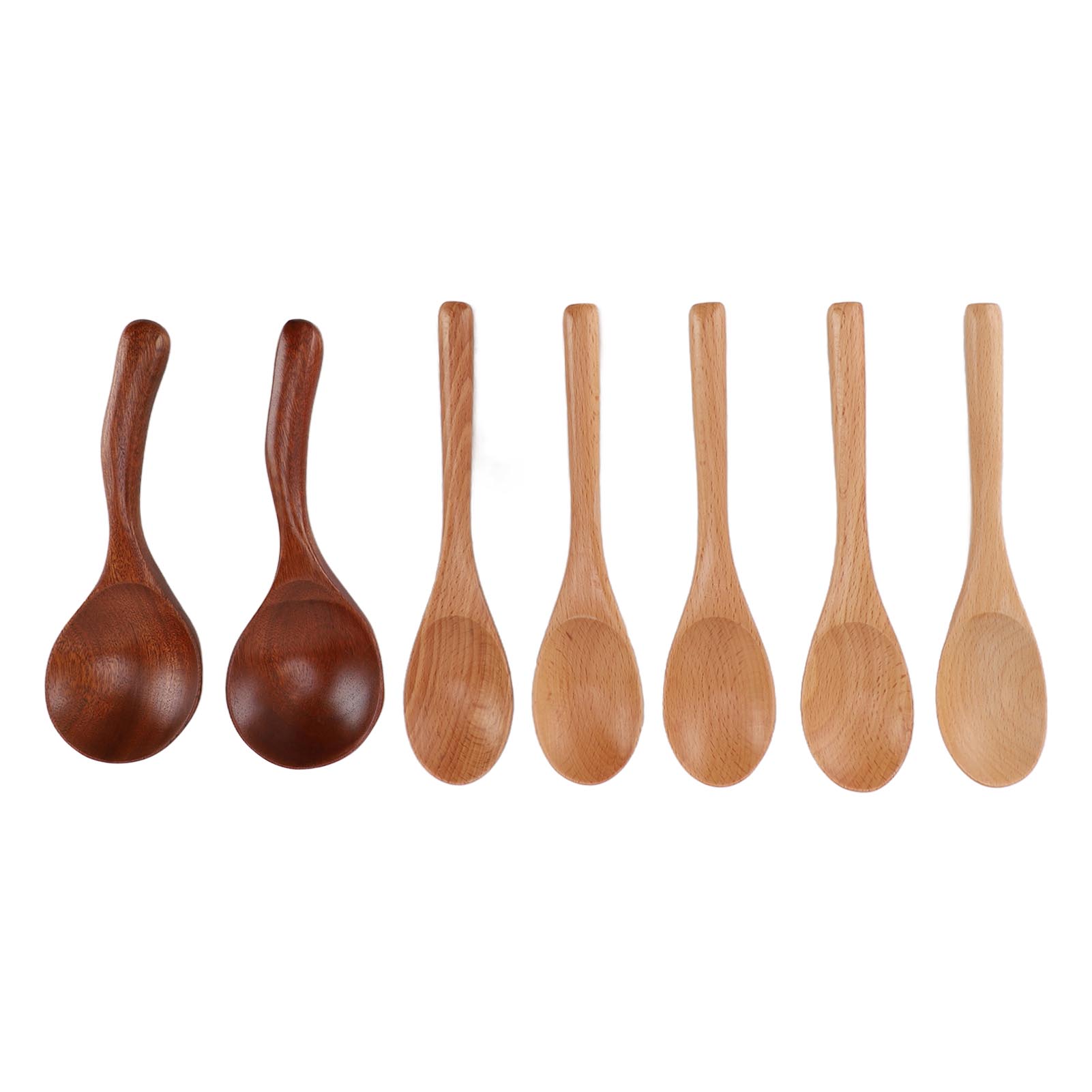 7 PCS Wooden Spoons Solid Wood Natural Easy To Clean Kitchen Serving Spoon for Cooking Mixing Stirring L