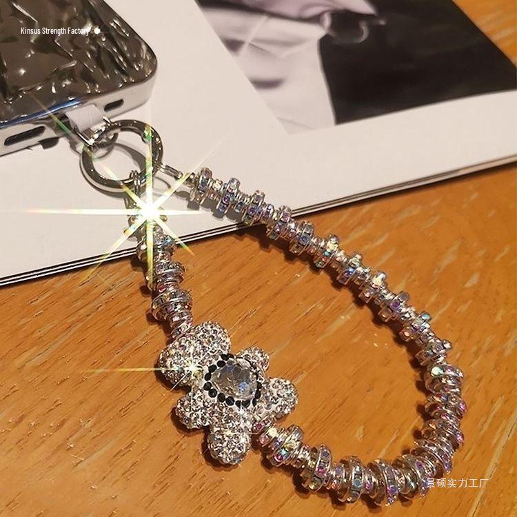 Rhinestone Bear Charm Wristlet Handbag & Phone Case Accessory