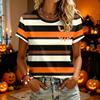 Women's Casual Short Sleeve T-Shirt with Halloween Print for Holiday Party Wear