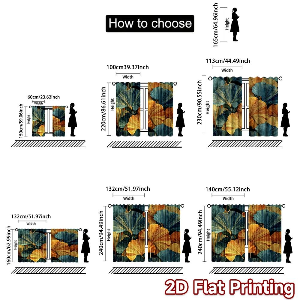 2D flat printing 2pcs Curtain Window Curtains Autumn Leaves Harmony Digital Printed Polyester Drapes Festive Holiday for Drapes