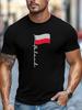 Unisex Black Crew Neck Tee Handwritten Poland Script Waving Polish National Flag Graphic Soft Short Sleeve Patriot Loose Male Tops