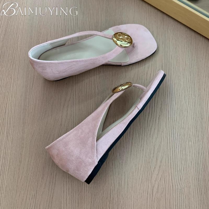 Fashion Square Toe Loafers Shoes Woman Casual Clip Toe Flat Sandals Summer 2025 Brand Women Flip Flops Comfort Design Shallow Sandalias