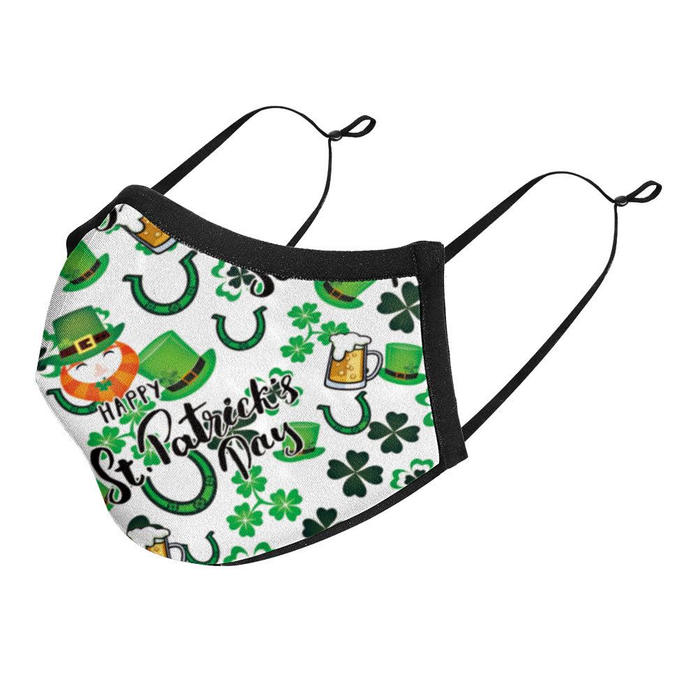 

Irish Festival Shamrock Print Sun Protection Breathable Face Mask - Adult Double Layer Large