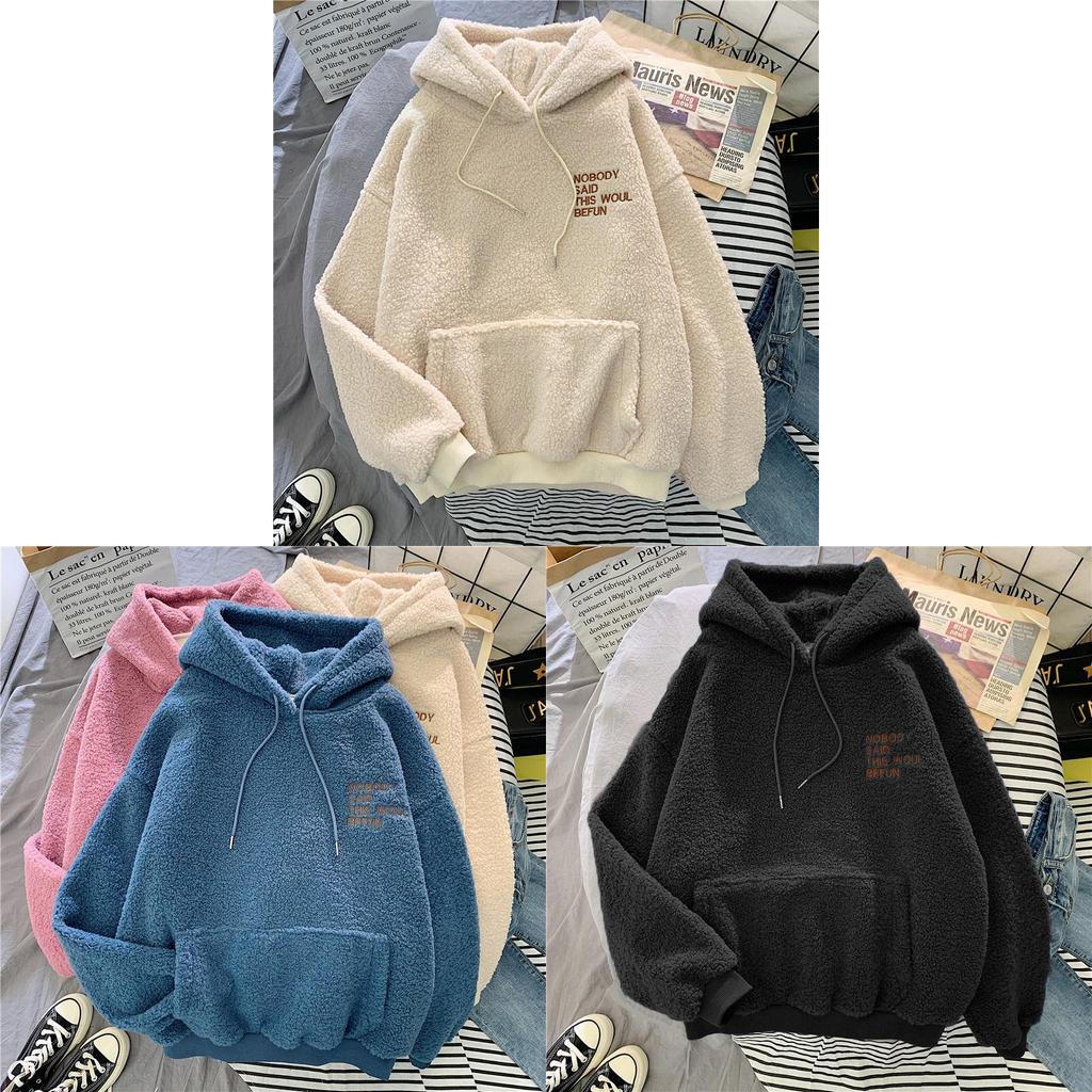 Sweat à capuche épais pour femme avec motif de lettres brodées et coupe ample
