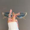 New Fashion Half Frame Cat Eye Sunglasses Retro Men Designer Eyewear Minimalist Outdoor Photography Glasses