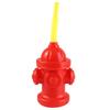 Novelty Fire Hydrant Straw Cup Red Plastic Fire Hydrant Water Cup with Lids Reusable Party Supplies Fireman Birthday Party