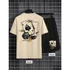 American Men's Summer Fashion Poker Graffiti Print Comfortable Breathable Round Neck T-shirt Shorts Set Outdoor Streetwear