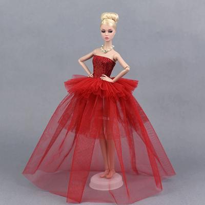 Vestido de festa vermelho chinês para boneca Barbie roupas vestidos multicamadas vestidos de noite vestidos de noiva 1/6 acessórios de boneca