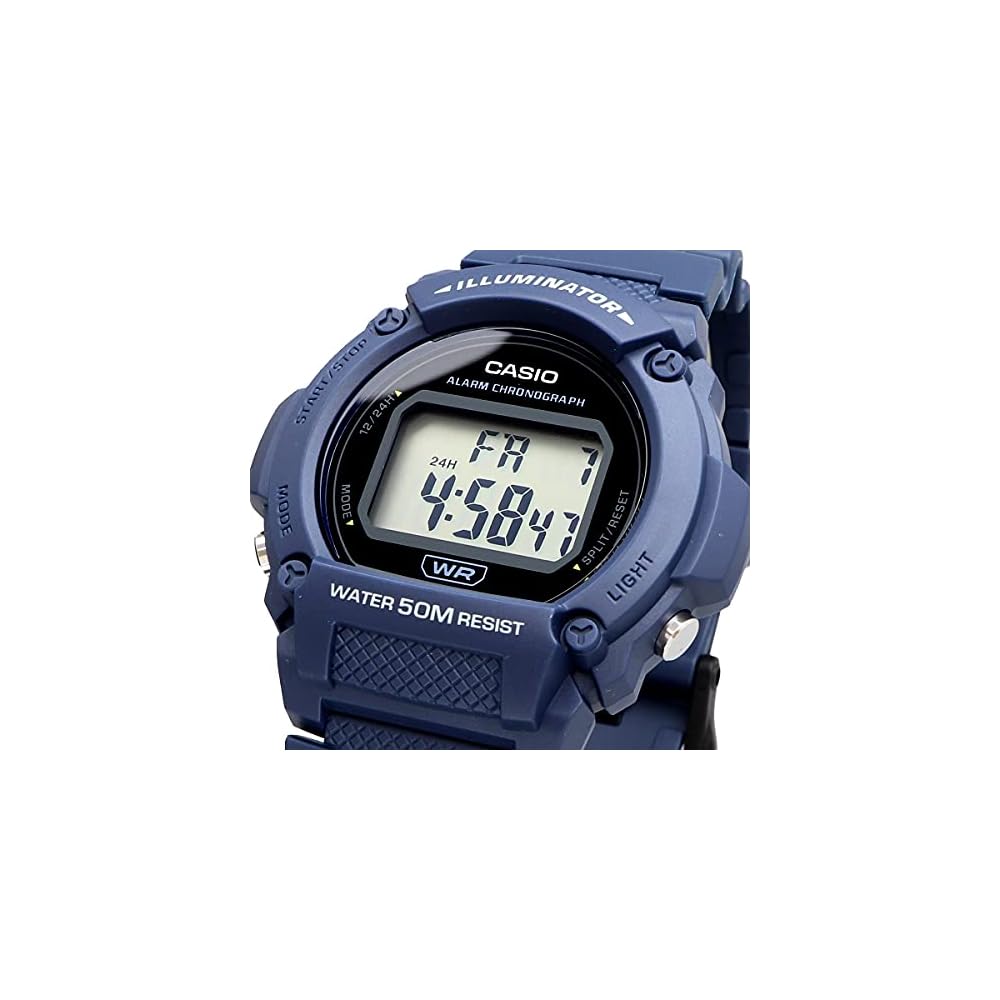 Casio Standard Digital Watch W-219H-2AV Men's Navy Blue Waterproof Casual Timepiece