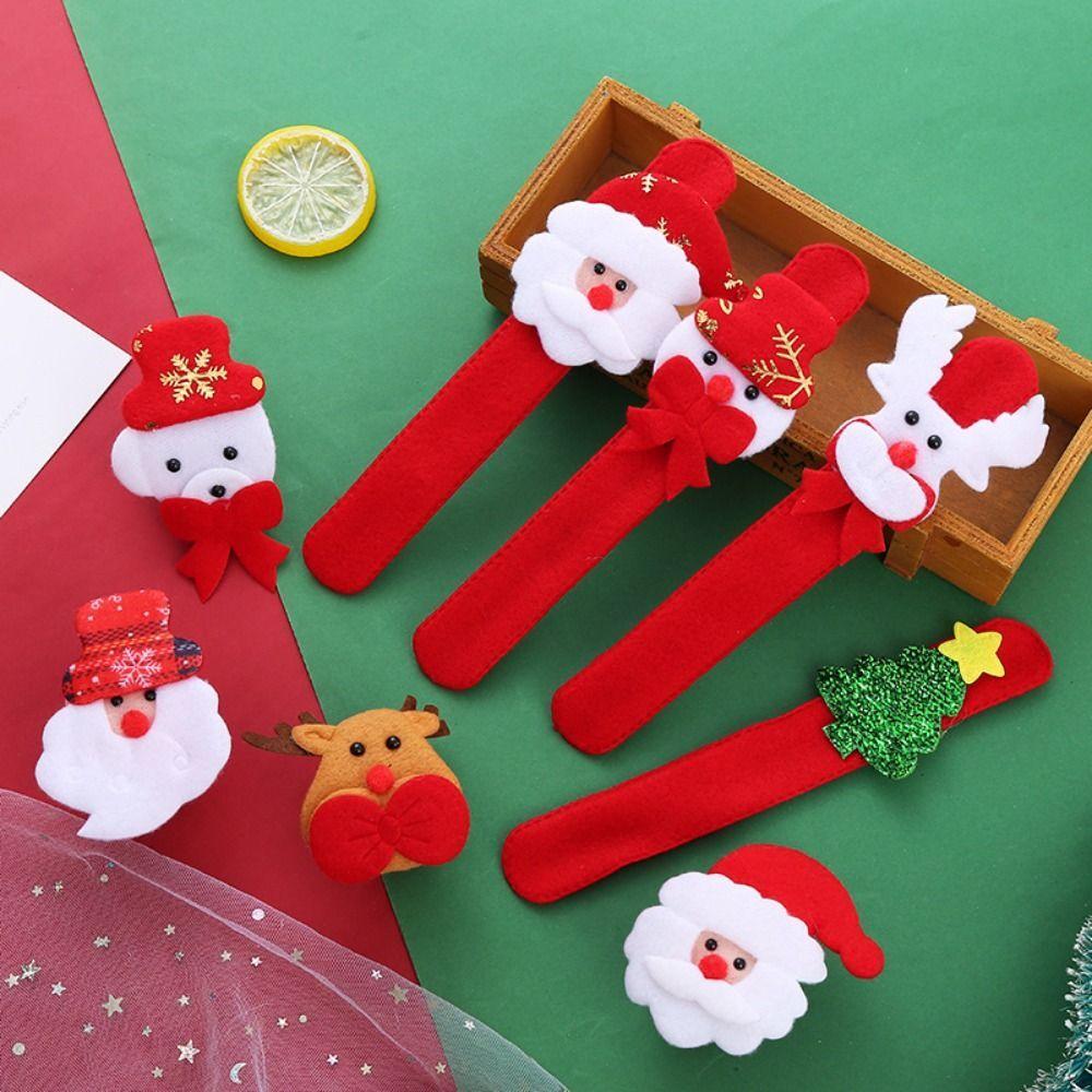 10\20pcs Christmas Santa Claus Snowman Deer Patting Circle Bracelet Decoration For Xmas Children Gift New Year Party Toy Decor