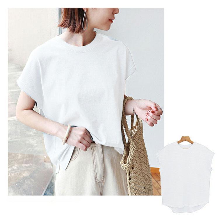 Fashion Elegant Loose Casual Women T Shirts Summer New Short Sleeve Round Neck Cotton T-shirt Women's Tops Simple Slim Solid Female Tee 3477