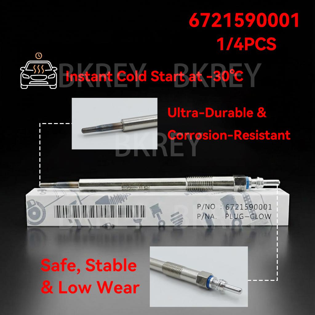 1/4pcs 6721590001 New Genuine Glow Plug For Ssangyong Rodius II Korando C New Actyon D22F 2.2 2015 2016 2017-2023 A6721590001