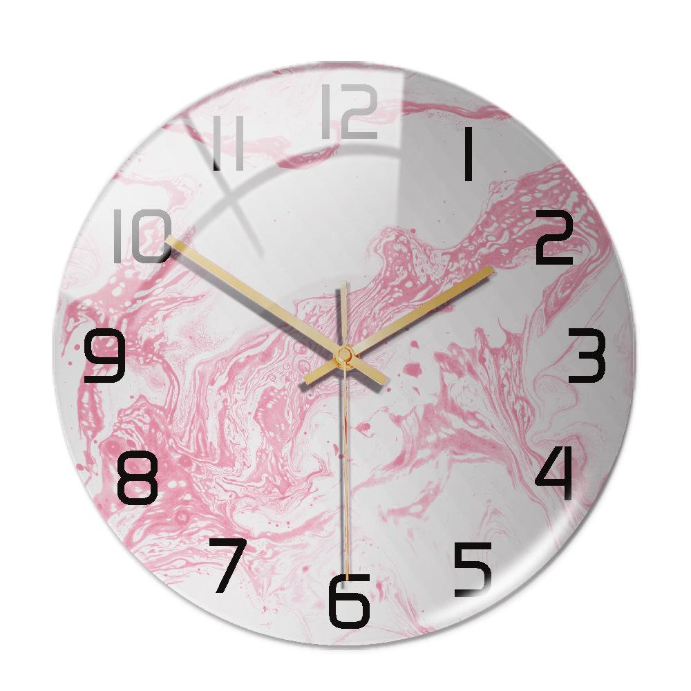 CC127-142 Luxurious Round Marble Wall Clock, 3D Creative Acrylic Design for Home Decor