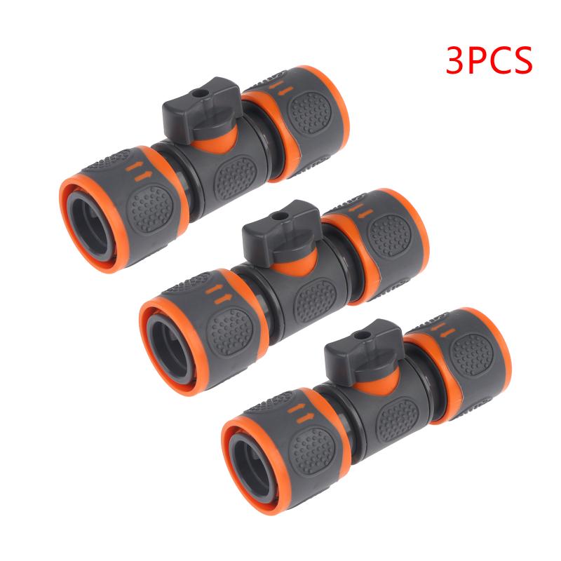 1PC Universal Garden Hose Adapter Double-End Quick Connect with Shutoff Valve Rust Resistant Fitting for Garden Watering Car Cleaning