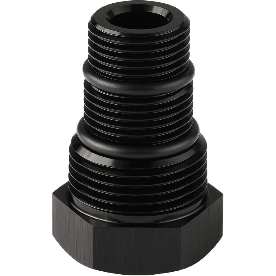 1/2-28 Female To 3/4-16 13/16-16 3/4 NPT Male Hose Adapter Reducer Fitting Connector Aluminum Black