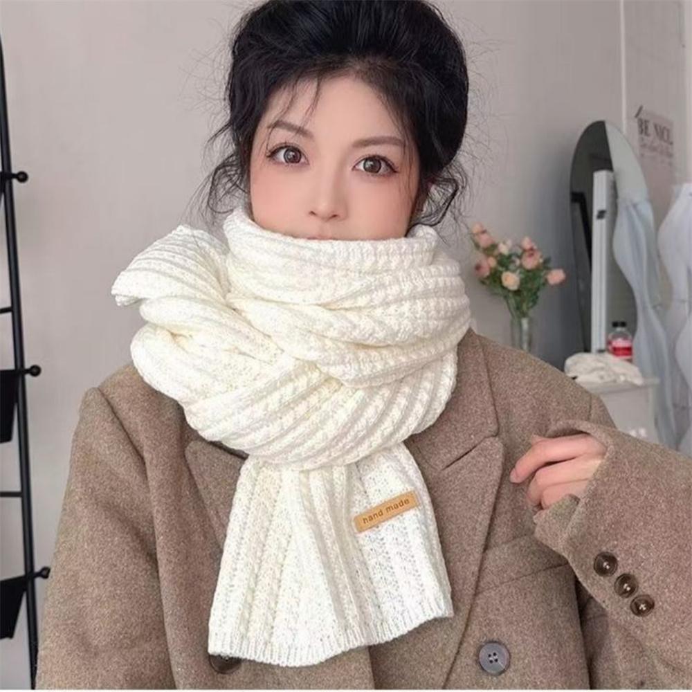 Fashion Women Men Winter Warm Knitted Scarf Solid Color Outdoor Thicken Neckerchief Vintage Wraps Woolen Long Scarves Neck Cover