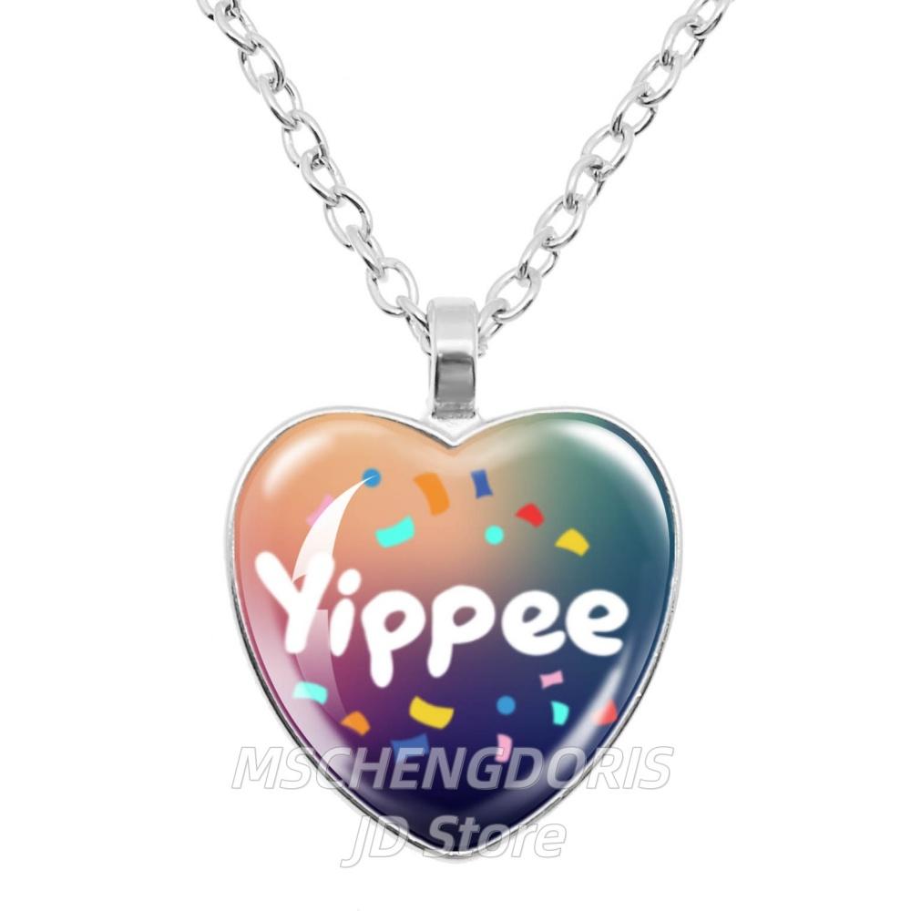 

TBH Autism Creature Yippie Funny Yippee Meme Cartoon Glass Cabochon Heart Shaped Pendant Necklace Charm Accessories Jewelry Gift