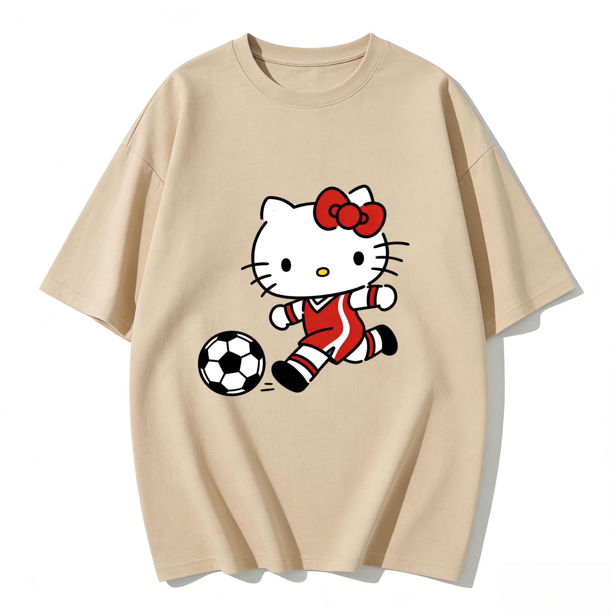 

2026 Hello Kitty Tee soft cotton short sleeve crew neck cute print lightweight summer top for Women daily casual wear S