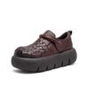 Spring Handwoven Comfortable Retro Loafers Two-Tone Full Cowhide Commuter Women Shoes
