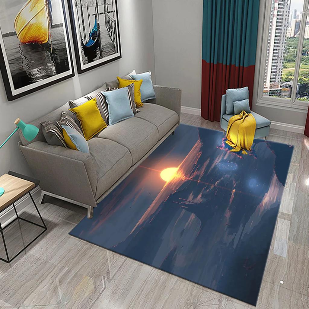 3D Colorful Cartoon Sunrise Carpet for Bathroom Entrance Non-Slip Mat Kitchen Living Room Kids Bedroom Decor Floor Carpet Rugs
