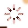 24PCS Shining Press On Nail French Floral Pattern Decoration Long Coffin False Nail Easy Application