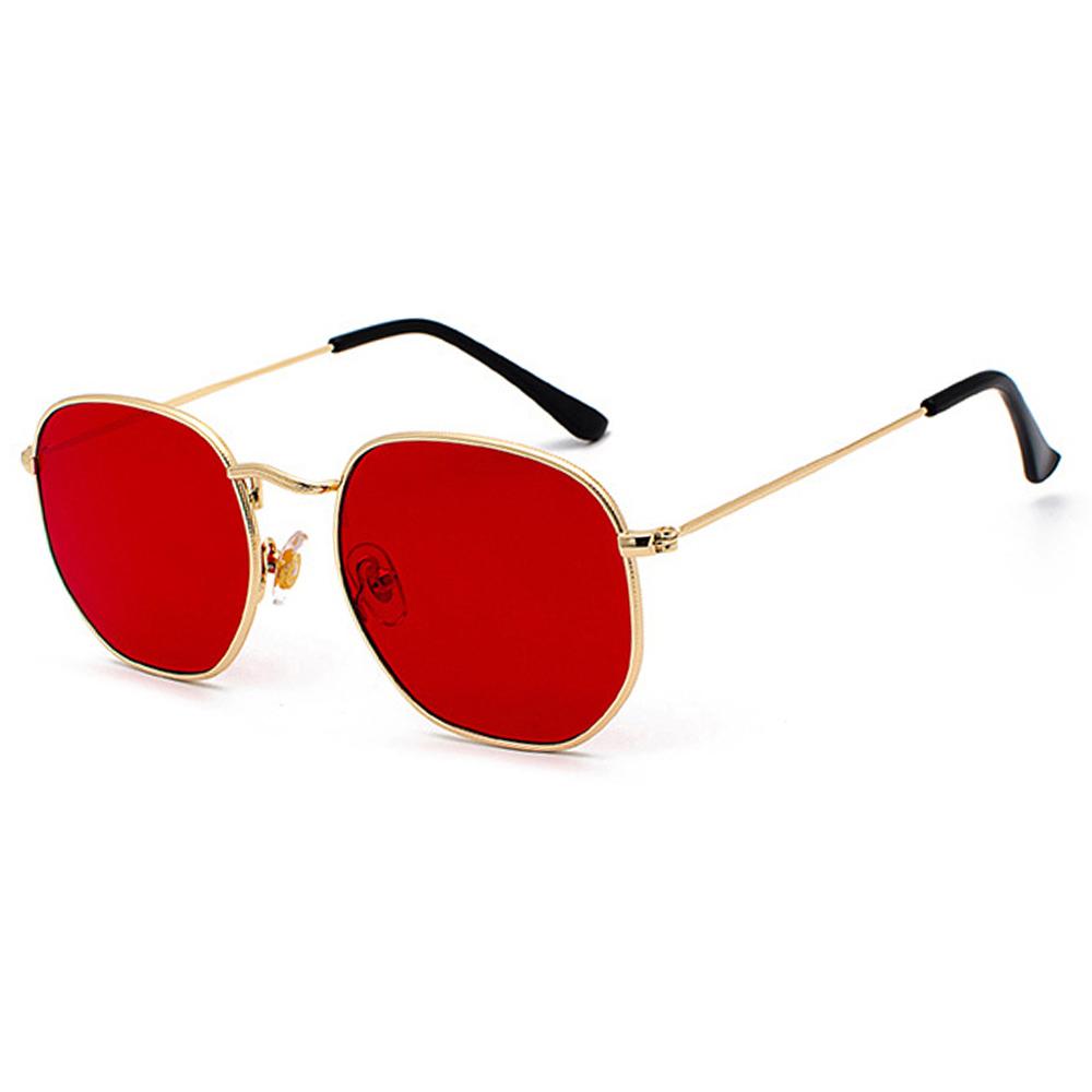 UV400 Glasses Metal Frame Driving Sun Glasses Polygon Mirrored Lens Sunglasses for Men and Women Small Square Sunglasses